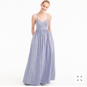 NWT JCrew gingham tie cross back maxi dress